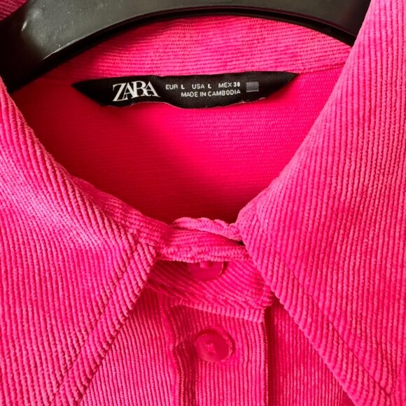 Zara Corduroy Long Sleeve Shirt Pink - Picture 2 of 5